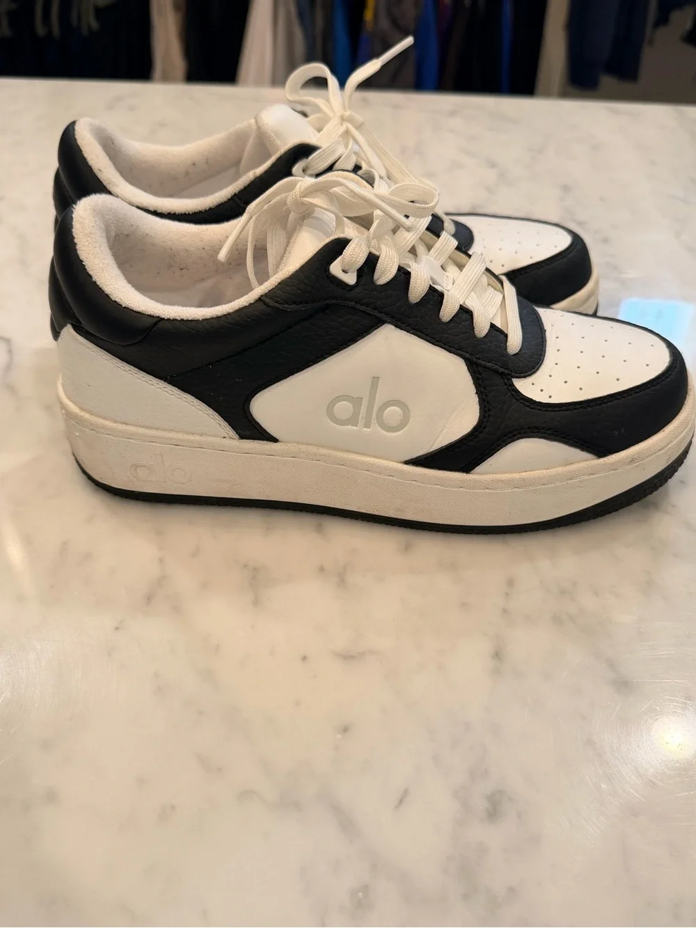Alo Black & White Leather Sneakers